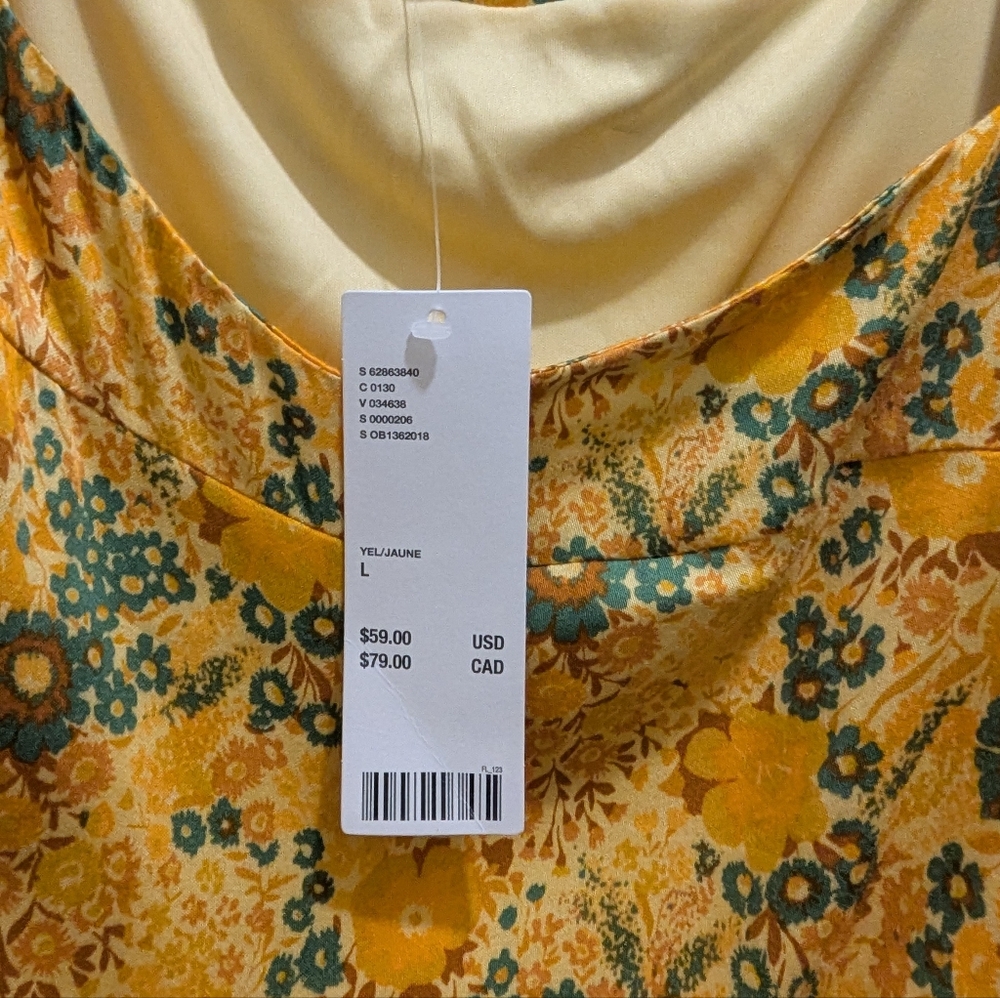 Urban Outfitters Claira Ruched Bodycon Square Neck Mini Dress Yellow & Orange- L - Picture 10 of 16